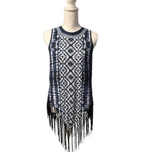 Very EUC Boho Fringe Sleeveless Blouse M